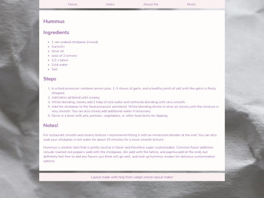Recipes/hummus screenshot