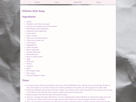 Recipes/kitchensinksoup screenshot