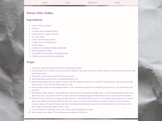 Recipes/penneallavodka screenshot