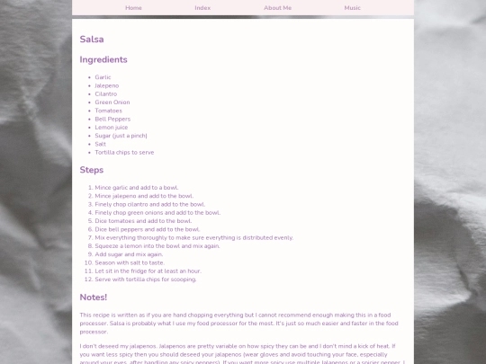 Recipes/salsa screenshot