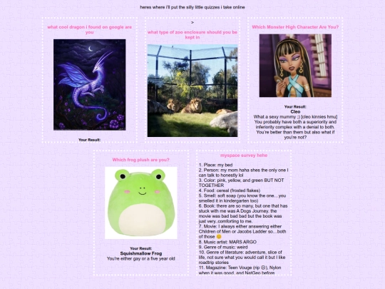 personal/quizzes screenshot