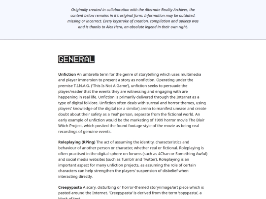 unfiction/arg-glossary screenshot