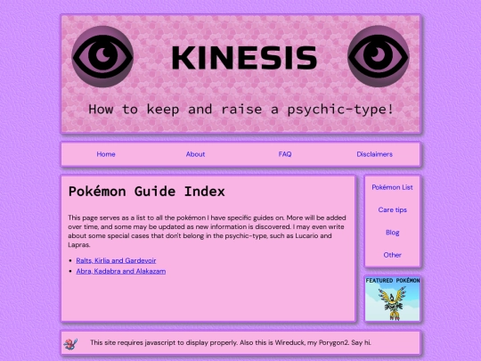 pokemon/pkmnindex screenshot
