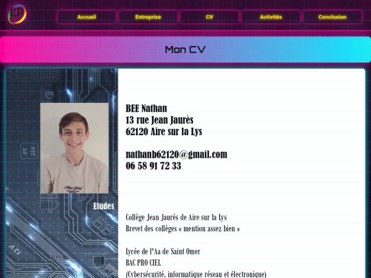 site rapport stage/cv screenshot