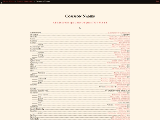 glossahortensia/commonname_index screenshot