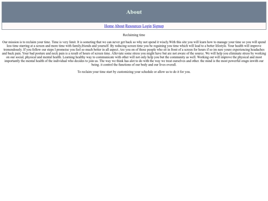 Final website /about screenshot