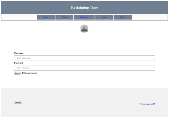 Final website /login screenshot