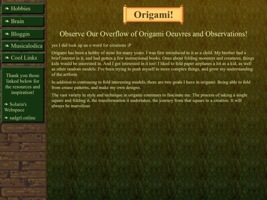 Hobbies/Origami_HomePage screenshot