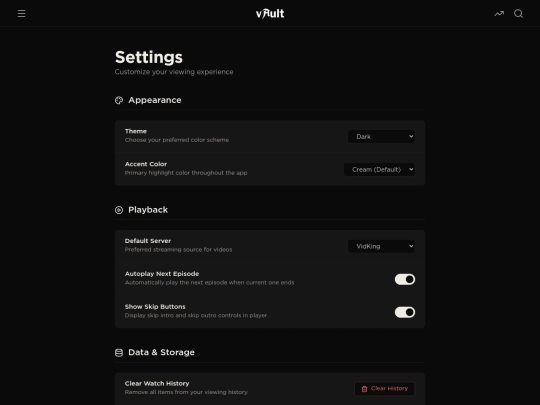 vault/settings screenshot