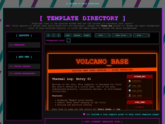 templates screenshot