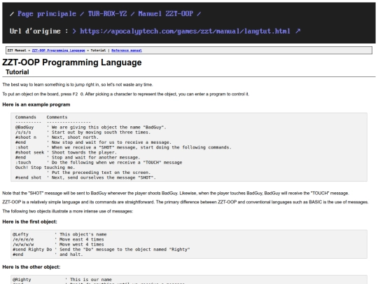 TUR-ROX-YZ/zzt_manual/langtut screenshot