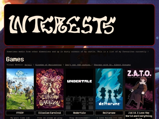 interests screenshot