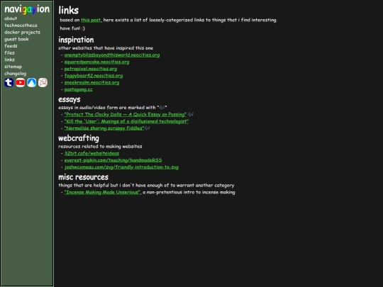 links screenshot