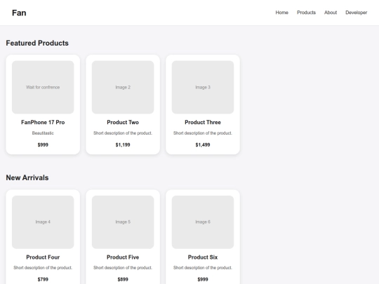 products screenshot