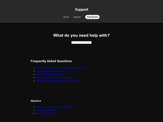 support screenshot