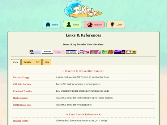 links screenshot