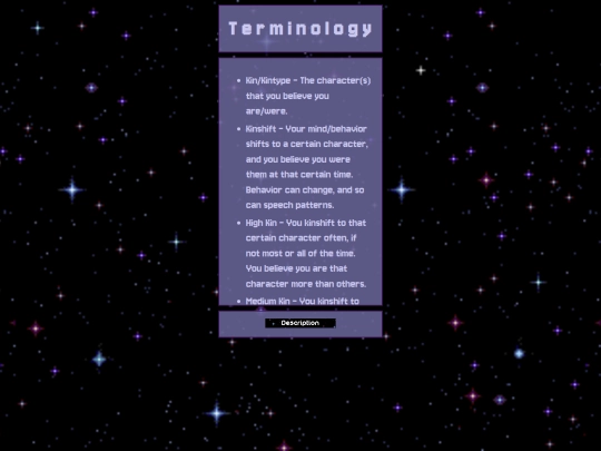 Terminology screenshot