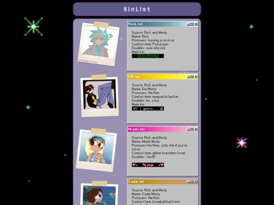 kinlist screenshot