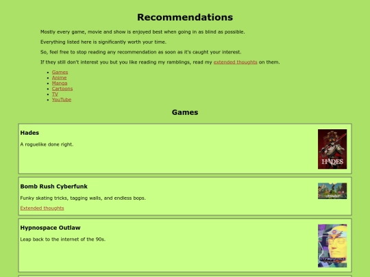 recommendations screenshot