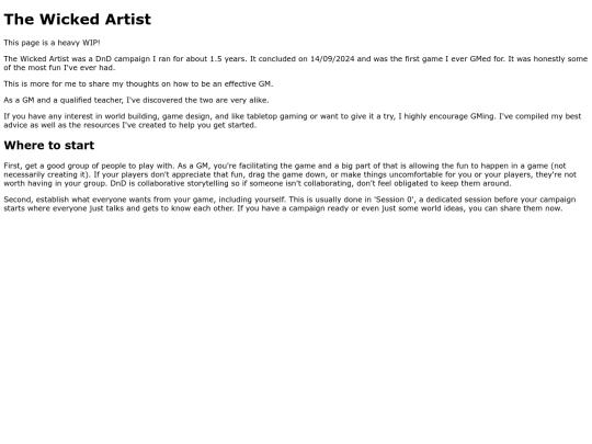 thewickedartist/home screenshot