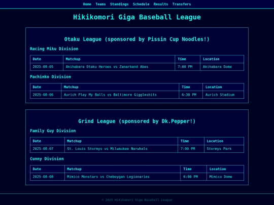 schedule screenshot
