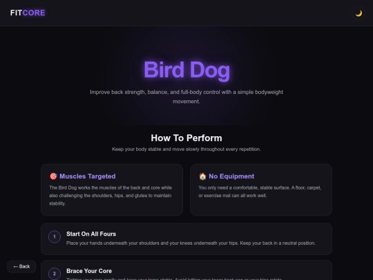 Workout/bird-dog screenshot