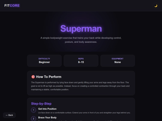 Workout/superman screenshot