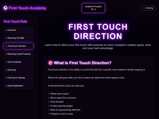 soccer/first-touch-direction screenshot