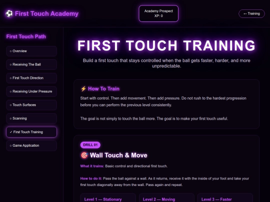soccer/first-touch-training screenshot