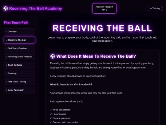 soccer/receiving-the-ball screenshot