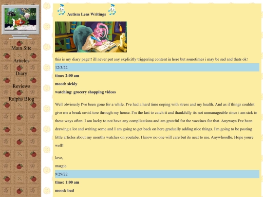 autism lens/diary/2022 screenshot