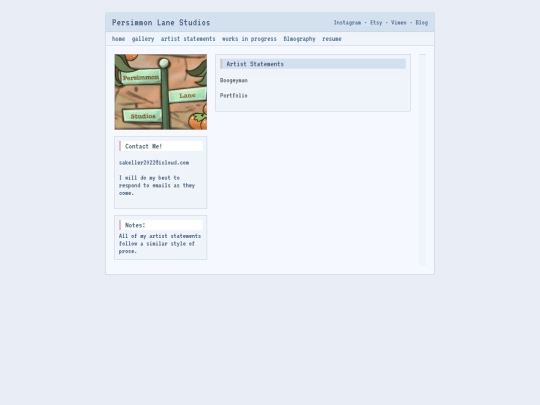 Artist statements screenshot