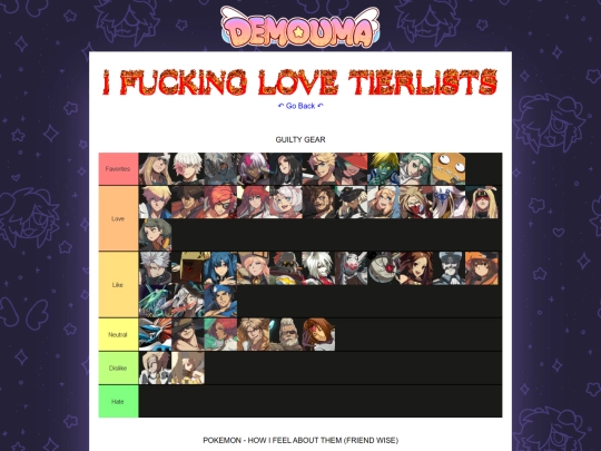random pages/tierlists screenshot
