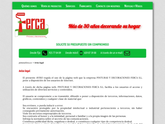 pinturasferca/avisolegal screenshot