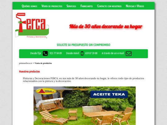 pinturasferca/nuestrosproductos screenshot