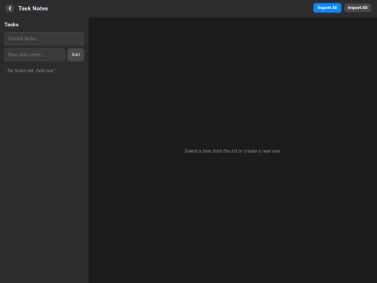 tasks screenshot