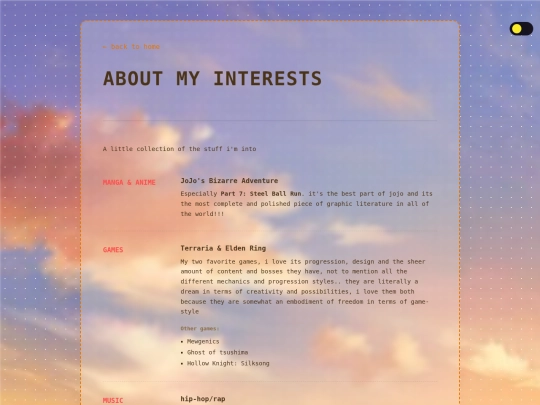 interests screenshot