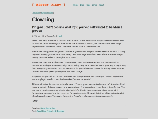 blog/clowning screenshot