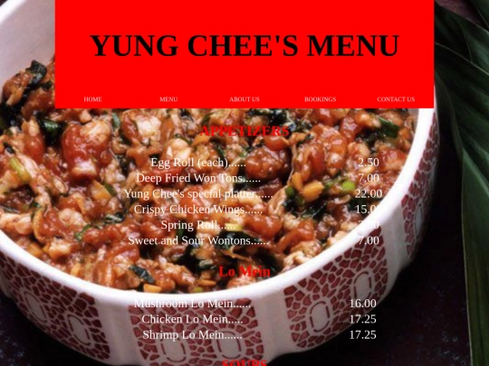 Menu screenshot