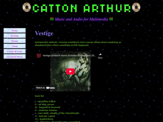 PortfolioPages/Vestige screenshot